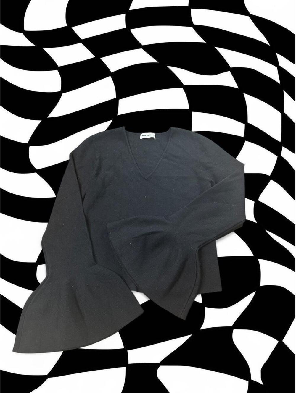 Miss Sixty black v neck sweater with flared sleeves